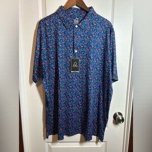 Men's Deolax Blue Patterned Shirt with Umbrella Design - Size XXL - NWT